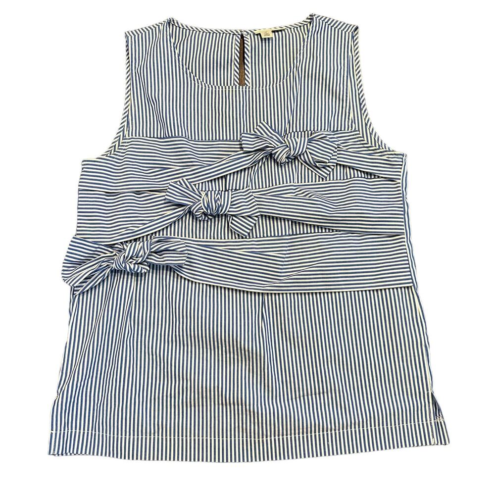 Halogen Womens blue and white stripe top with bows Size XS